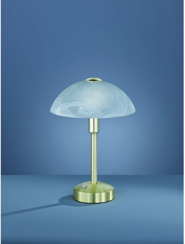 Iperbriko - Moderne Pilz-Tischlampe LED-Touch-Dimmer Frau Messing und Alabaster-Glas-Trio-Beleuchtung