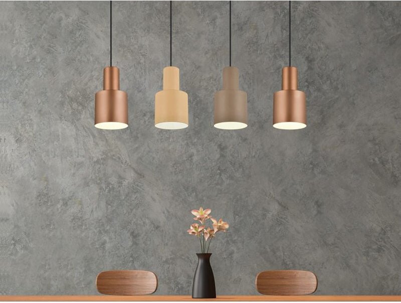 LED Pendelleuchte 4-flammig Metall Coffee Töne, Breite 87cm