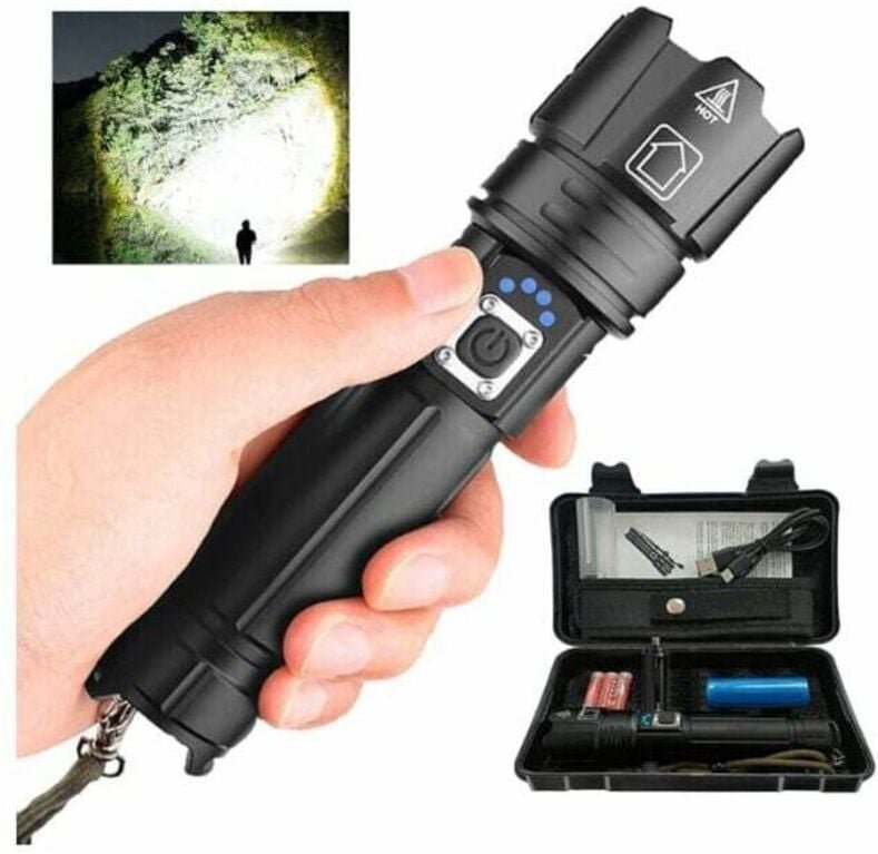 Aiperq - Superhelle P70-LED-Taschenlampen 30000100000 Lumen, wiederaufladbare XHP70.2-LED-Taschenlampe, taktische Tasche...