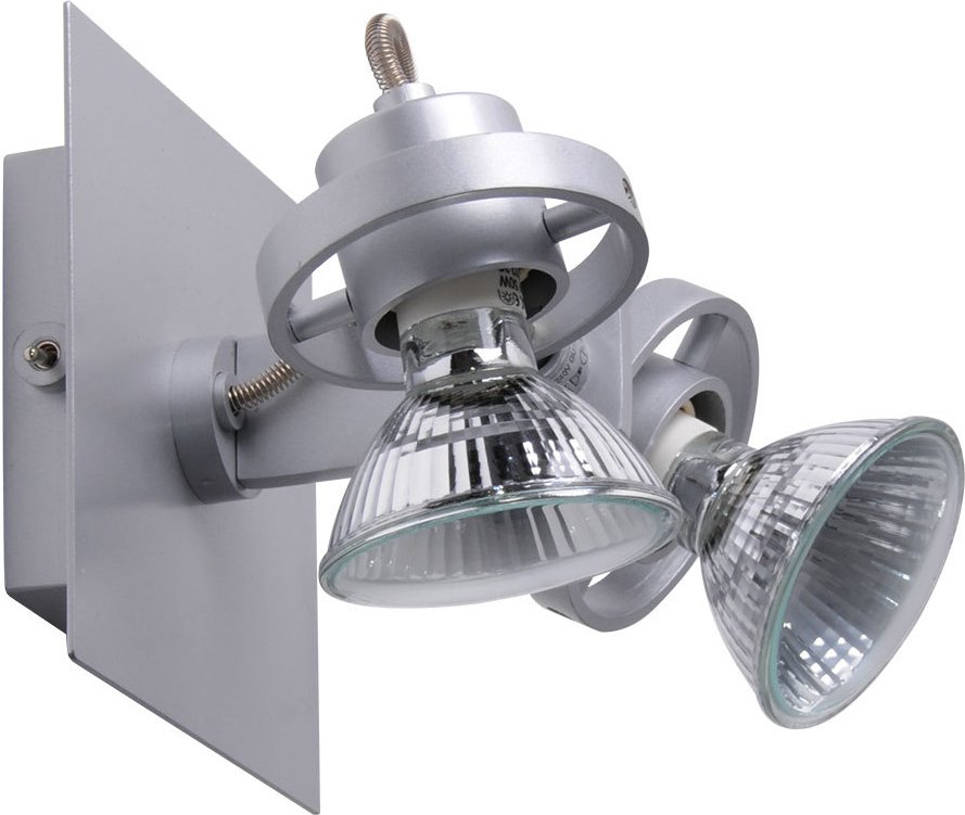 Thumbnail - Wandlampe Wandleuchte Spotlampe Spotleuchte Flurlampe Wohnzimmerlampe, Spots beweglich 2 flammig, Metall silber, 2x GU10...