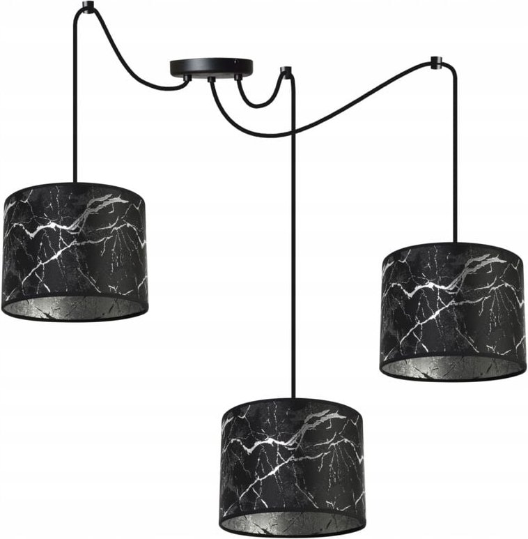 Decken-Hängelampe, Lampenschirm mit Spinnenmuster, Silber