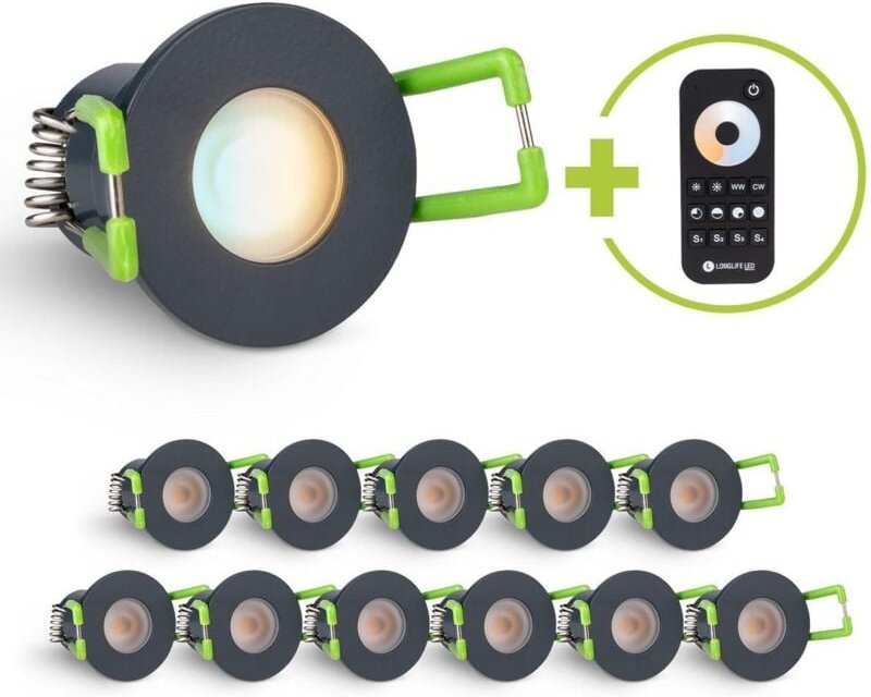 Einbaustrahler Mini Livorno 3W CCT 2700K-6500K IP65 - Farbe: anthrazit RAL 7016 - Anzahl: 12x