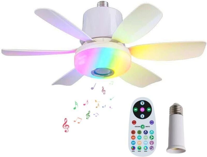 Deckenventilator mit Licht, dimmbare LED-Farbwechsel, RGB-Deckenventilatoren mit integrierter Lampe, Ø47CM Kronleuchterv...