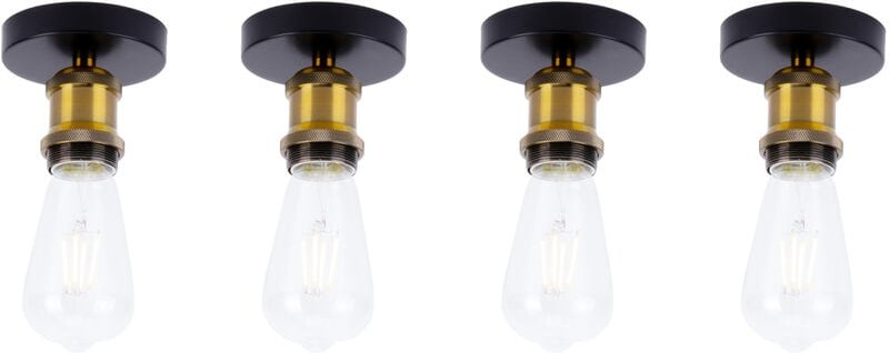 Axhup - 4x Industriell Deckenlampe mit Edison E27 Lampe Metall Vintage Retro Lüster für Schlafzimmer Wohnzimmer Dachgesc...