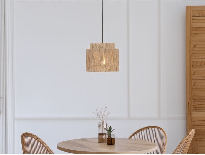 Pendelleuchte smilla 1-flammig aus Jute Natur im Boho Stil, ø 31cm