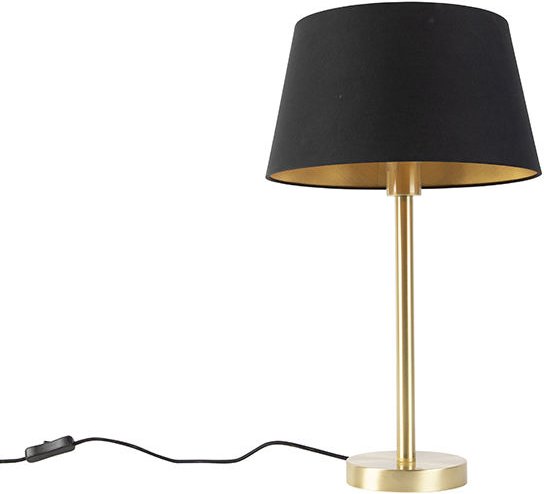 Klassische Tischlampe Messing mit schwarzem Schirm 32 cm - Simplo