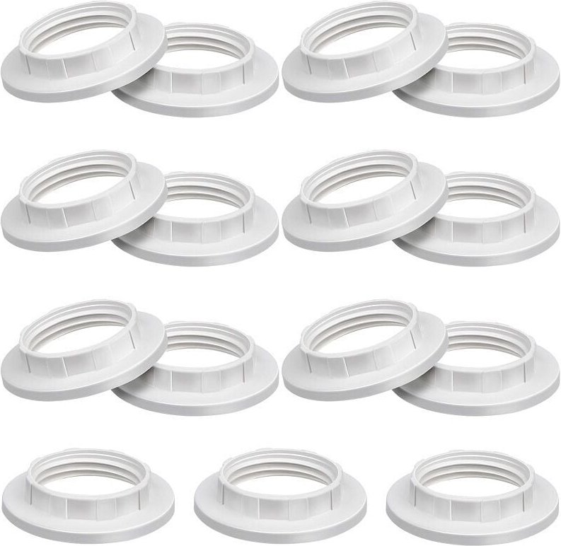 15 Stück E14 Reduzierringe für Lampenschirme, weiße Adapterringe für Pendel- und Stehlampen