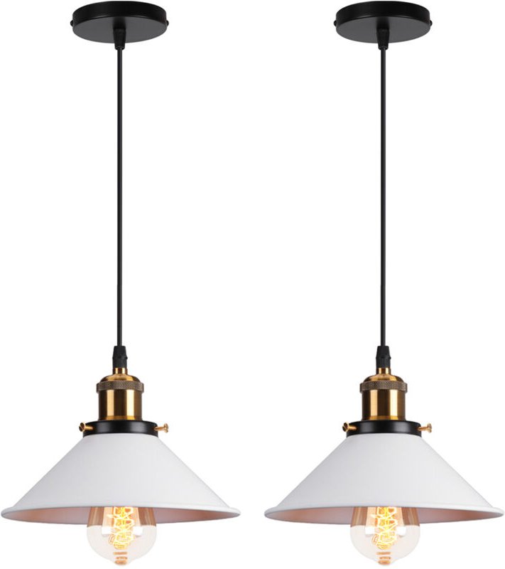 2 Stück Retro Pendelleuchte, 22cm Hängelampe Vintage Industrial Style Metall Deckenleuchte E27 für Esszimmer Küche Resta...