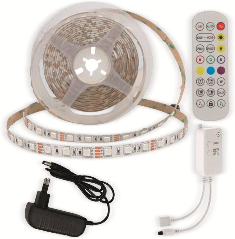 Thumbnail - OPTONICA LED-Strip, RGB 4329, 12 V, 60 LEDs, EEK: G, 36 W, 2400 lm, mit Fernbedienung, App, 5 m