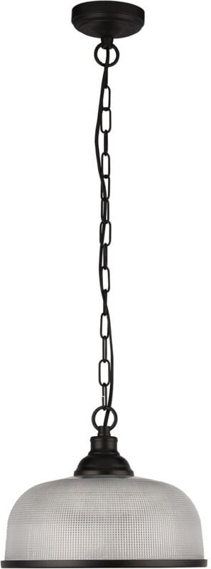 Searchlight - Highworth Anhänger Mattschwarz, Glas im Holophan-Stil