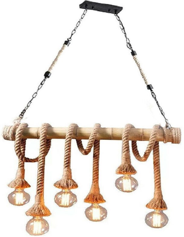 Thumbnail - Trade Shop - portalampada E27 lampada soffitto vintage legno corda B23-6 -