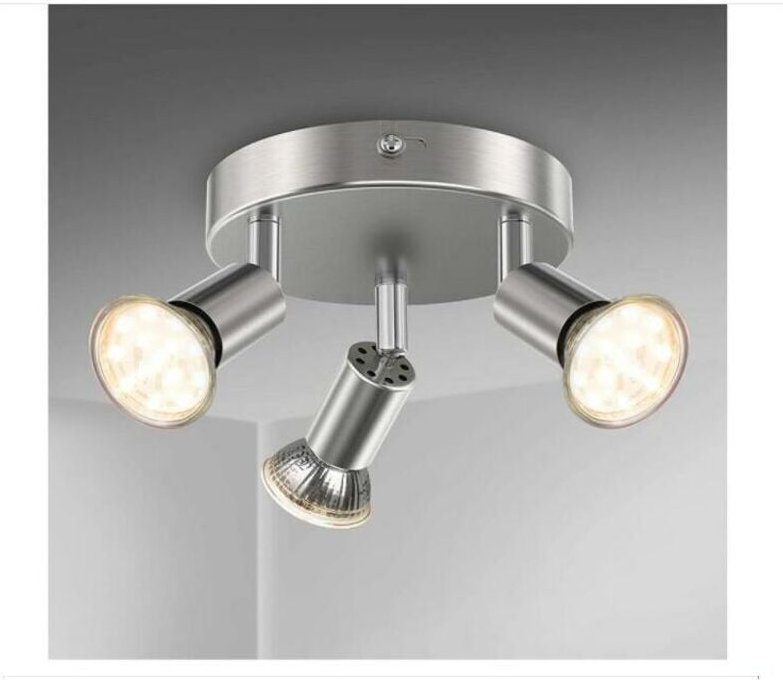 Thumbnail - Badezimmer Deckenleuchte LED Beleuchtung Badezimmer Deckenlampe Chrom 3 verstellbare Strahler IP44 GU10 blau