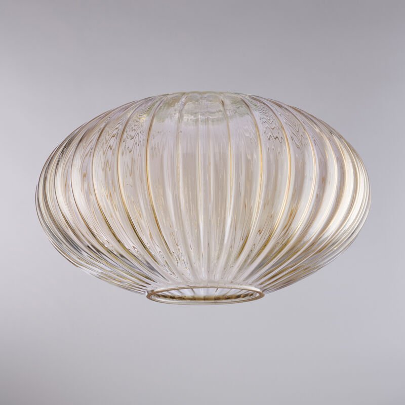 Diffusore in vetro soffiato ambra con decoro rigatura in rilievo H.18 - Ø30