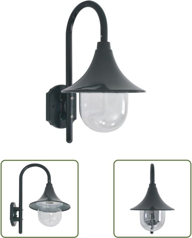 The Living Store - Garten-Wandleuchte E27 42 cm Aluminium Dunkelgrün - Außenwandleuchte - Gartenleuchte - led Wandleucht...