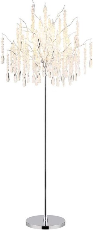 Stehleuchte Standleuchte Wohnzimmerlampe silber Glaskristalle Fußschalter H165cm