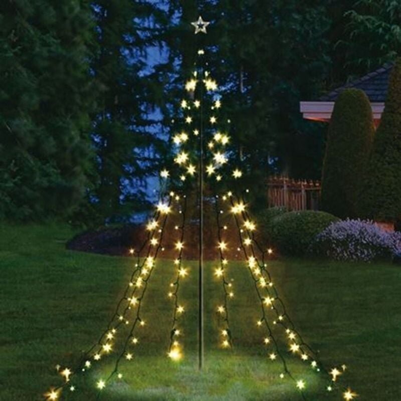 Buri - Garten-Lichterpyramide mit 200 LEDs Lichterkette Beleuchtung Lichternetz
