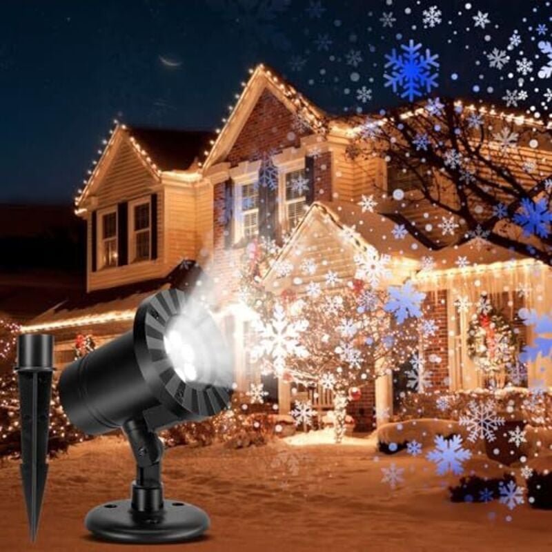 LED-Schneeflockenprojektor, IP65 wasserdichte Weihnachtsprojektorlichter, Weihnachtsprojektorlampe für den Außenbereich ...