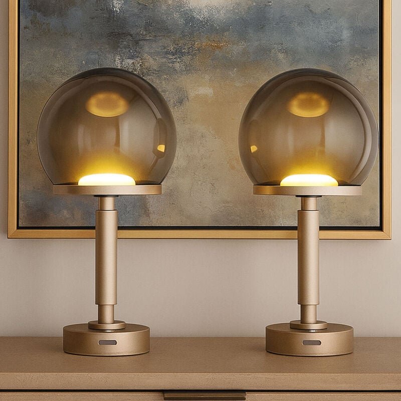 Led Tischlampe Akkuleuchte Touchdimmer Tischleuchte Nachttischlampe, Kunststoff champagner, rauchfarben, usb, 1W 18lm wa...