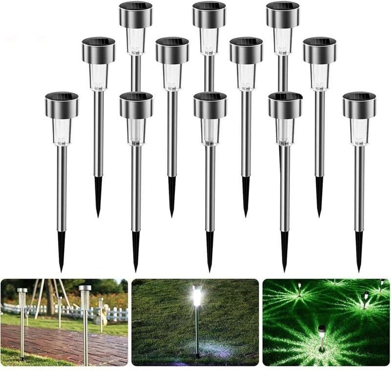 Solar-Gartenleuchten, 12 Stück LED-Solar-Gartenleuchten, Solarbeleuchtung für den Außenbereich, Dekoration für Wege, Ras...
