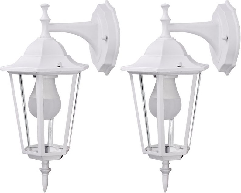 Etc-shop - 2er Set Außen Bereich Wand Lampe Terrassen Garten Laterne alu Glas Leuchte IP44