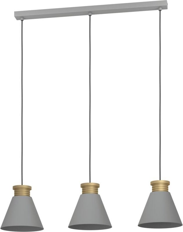 Hängelampe Twicken, Esstisch Pendelleuchte 3-flammig, elegante Esszimmerlampe aus Metall in Grau und Gold, Hängeleuchte ...