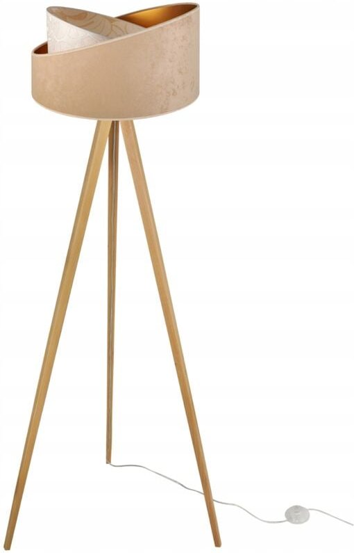 Stehlampe Stehend Stativ Holz Lampenschirm Muster