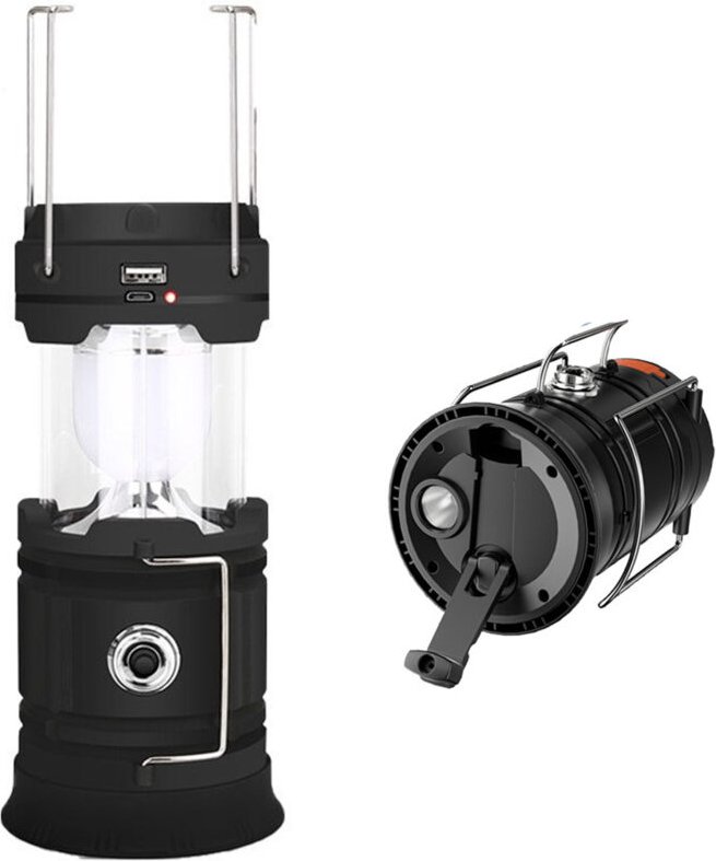 Solar/USB wiederaufladbare LED-Laterne, leistungsstarke Campinglampe, 2 Modi, tragbare Gartenlaterne, 360°-Taschenlampe,...