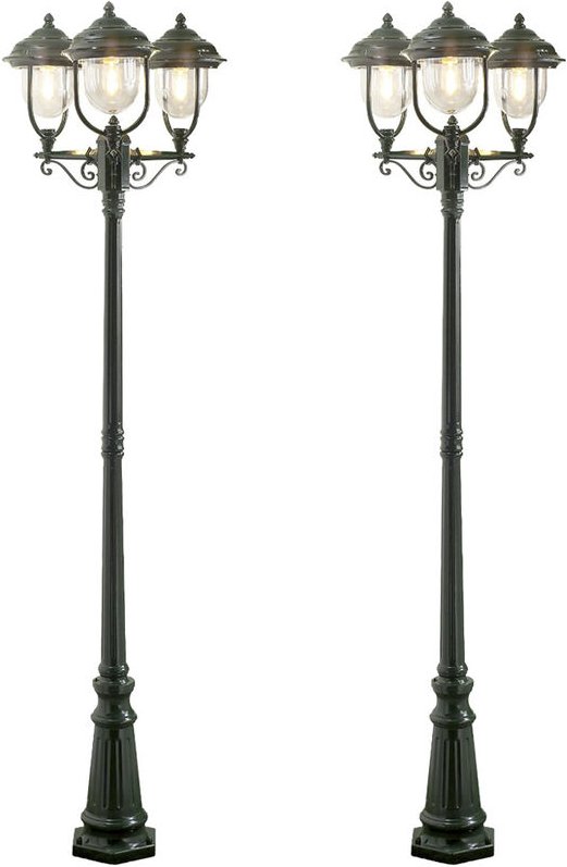 2er-Set grüne Gartenlaterne parma aus Aluminium, E27, IP43, h.: 218cm