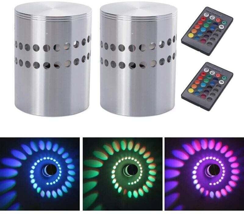 Stück 3W Wandleuchten aus Aluminium mit RGB-LED-Spirale, dimmbar, mit Fernbedienung, moderne LED-Einbauleuchten, Wandstr...