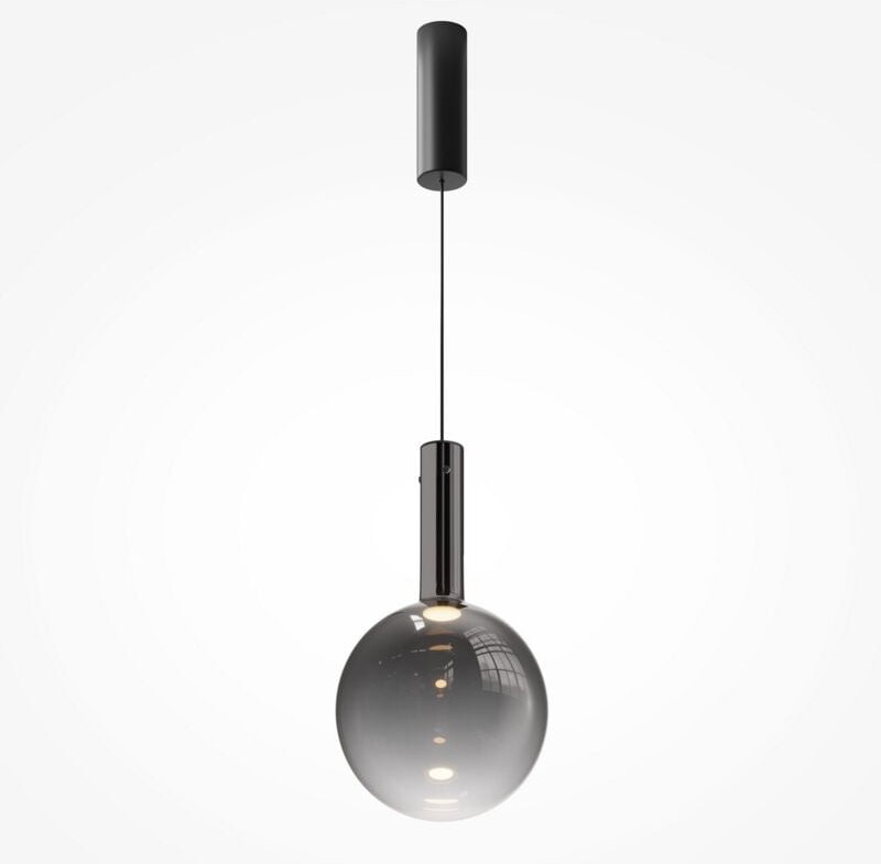 Maytoni Nebula Moderne 25 cm Globe Pendelleuchte Deckenleuchte Schwarz 3000 K 700 lm Rauchfarbener Schirm