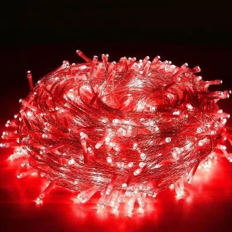 10 m lange rote Lichterkette für den Außenbereich mit 100 LEDs – Weihnachtsdekoration für drinnen und draußen – Partygir...