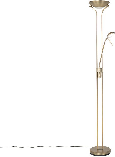 Moderne Stehlampe Bronze mit Leselampe inkl. led dunkel bis warm - Diva