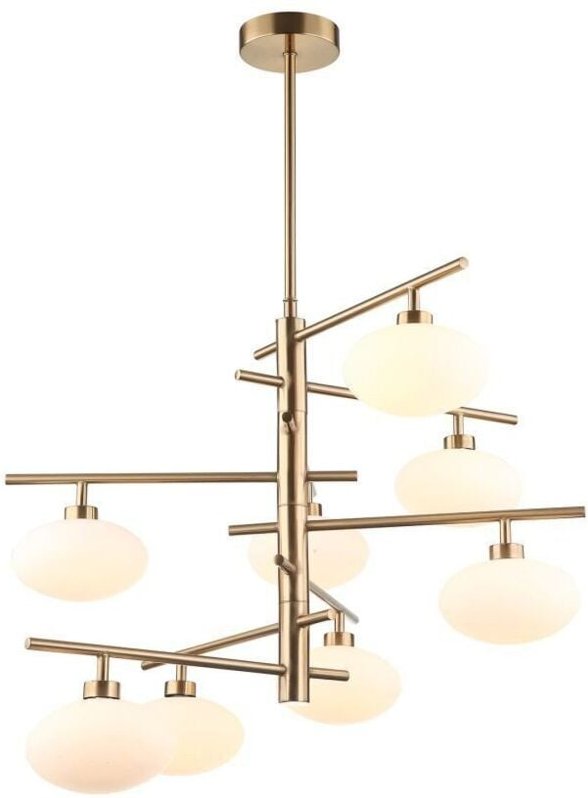 Fiorenzo - Moderne hängende Anhänger Messing 8 Licht mit weißem Schatten, G9 - Italux