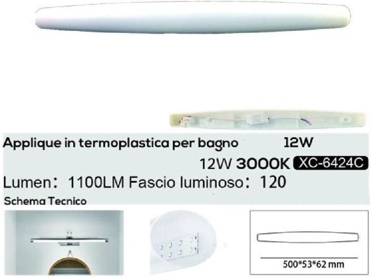 Trade Shop - 12 watt IP20 LED-Wandleuchte für Badezimmerspiegel, natürliches warmes und kaltes Licht, XC-6424 -