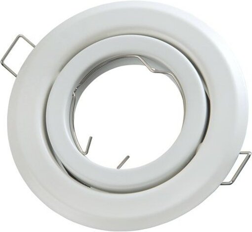 Led Line - GU10 Einbaustrahler Einbaurahmen Rund Ø85mm Bohrloch Schwenkbar 35° Eisen inkl. GU10 Fassung Weiß