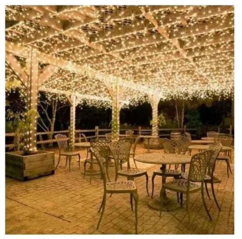 100 m 600 LED-Lichterkette für Karneval, Hochzeit, Außenbeleuchtung für den Garten und Innenbereich (warmweiß)
