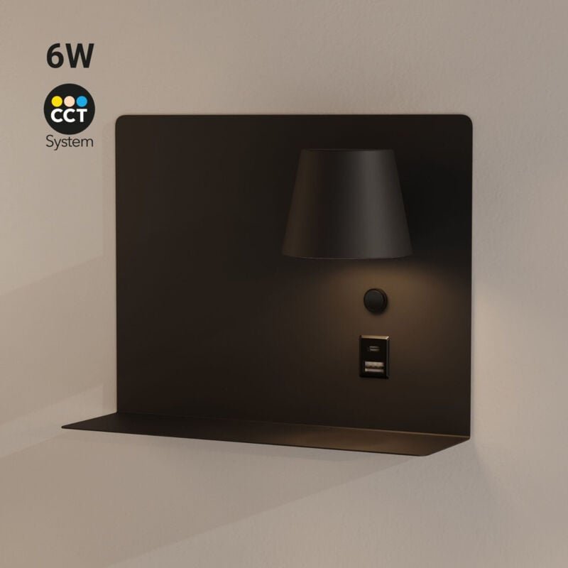 Thumbnail - Wandleuchte für Lesen "BASKOP" - 6W - CCT - USB-Port + USB-C