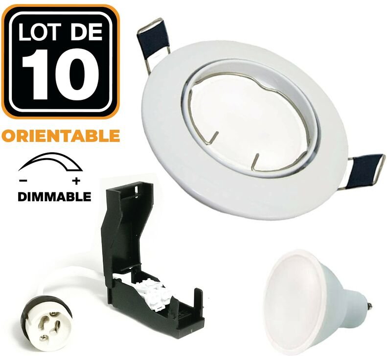 Europalamp - 10 Schwenkbare EinbauEinbaustrahlers weiss GU10 6W Dimmbar Warmweiß 3000K