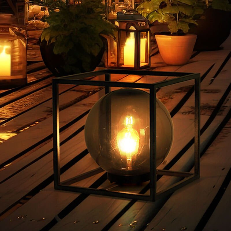 Solarkugel für Außen Garten Deko Kugelleuchten Außen Solar 23 cm, Metallgestell nickel antik Kunststoff rauch, Retro Edi...