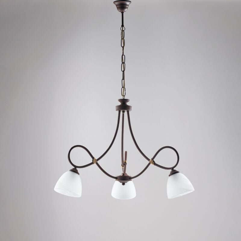 Bonetti Illumina - Belight - Dallas – Kronleuchter elfenbeinfarben, Goldeffekt, Alabasterglas Ø13, Ø58, 3-flammig – BL21...