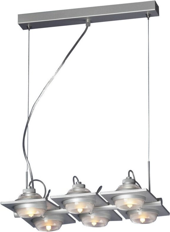 Rechteckige Pendelleuchte 6-flammig G9 Silbergrau