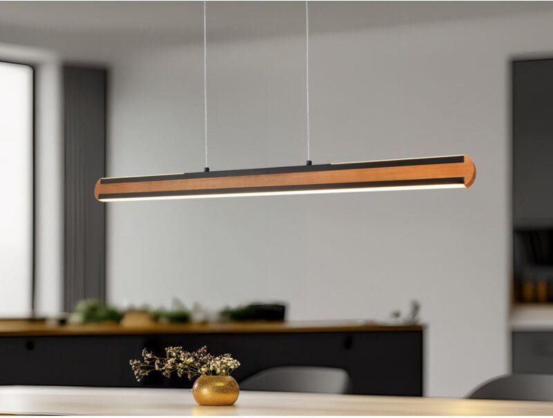 Trio - led Holzbalken Pendelleuchte deacon dimmbar über Touch, Breite 110cm