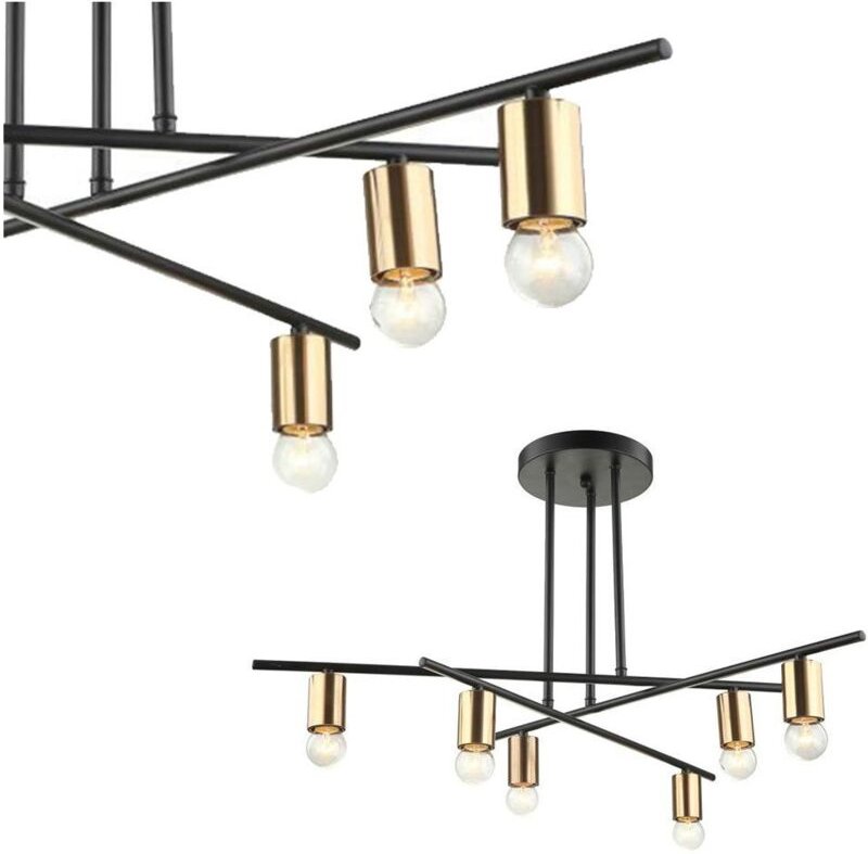 Italux - Normani - Industrial und Retro Flush Deckenleuchte Bronze, Schwarz 6 Light, E27