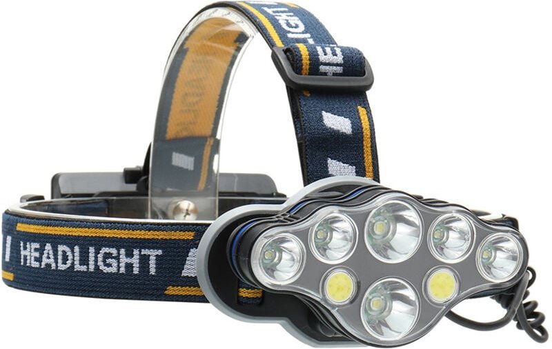 Memkey - Wiederaufladbare LED-Stirnlampe, 8 Modi, superhelle Stirnlampe, 8 LEDs, mit Warnlicht, usb und 2 wasserdichten ...