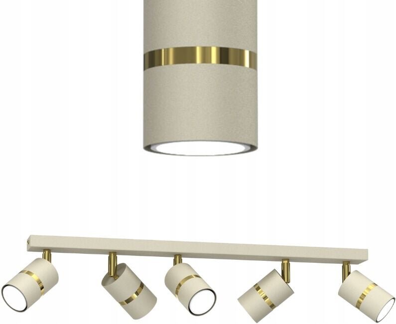 Frei. Ewilight verstellbare Streifen-Deckenleuchte, 5x GU10, Beige und Gold