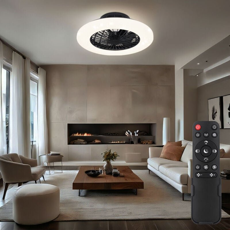 Deckenventilator mit Beleuchtung und Fernbedienung leise Deckenleuchte mit Ventilator Dimmbar, Sterneneffekt cct Nachtli...