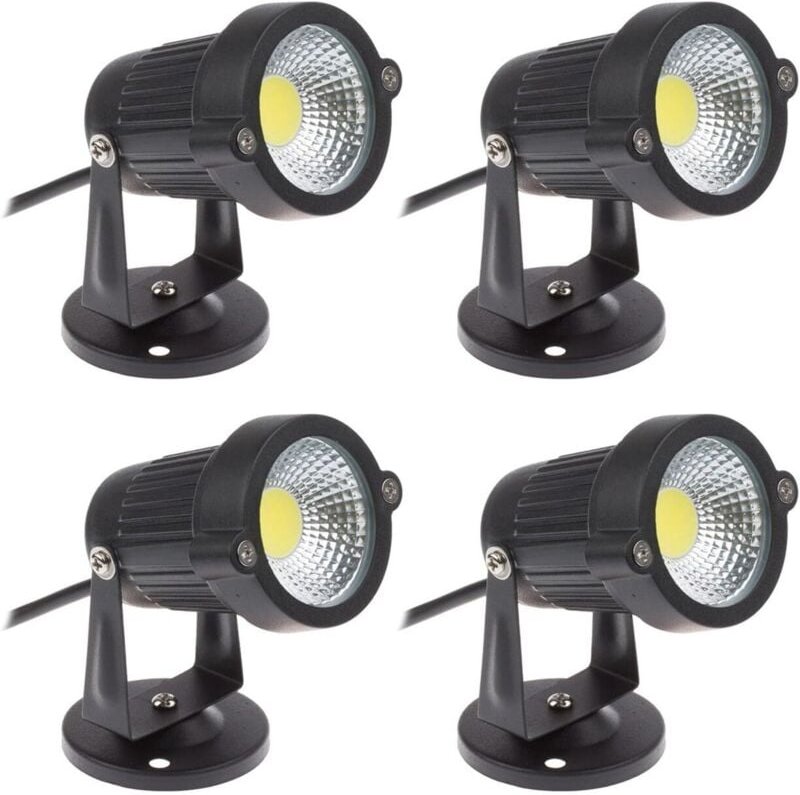 Set mit 4 Cob-LED-Strahlern, 5 w, 220 v, verstellbare Gartenstrahler, Außenbeleuchtung, Gartenterrasse - Lablanc