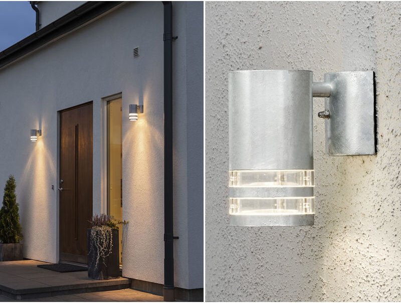 Konstsmide - 2er-Set Wandleuchten modena galv. Stahl, Downlight, GU10, Höhe 15,5 cm, IP44