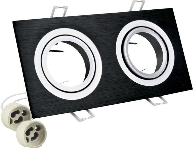 SOUTH OPAL Doppelquadratische Aluminiumleuchte, gebürstetes Schwarz - 302144