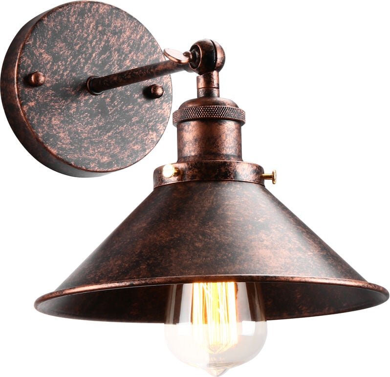 Thumbnail - Wandleuchte, Vintage Industrielle Wandlampe aus Metall mit Ø22cm Lampenschirm für Schlafzimmer Wohnzimmer Esszimmer (Rot...